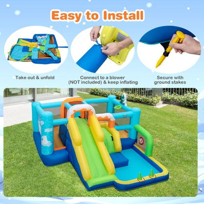 Jumbo Inflatable Bounce Castle with Long Slide Large Ball Pit Blower NOT Included