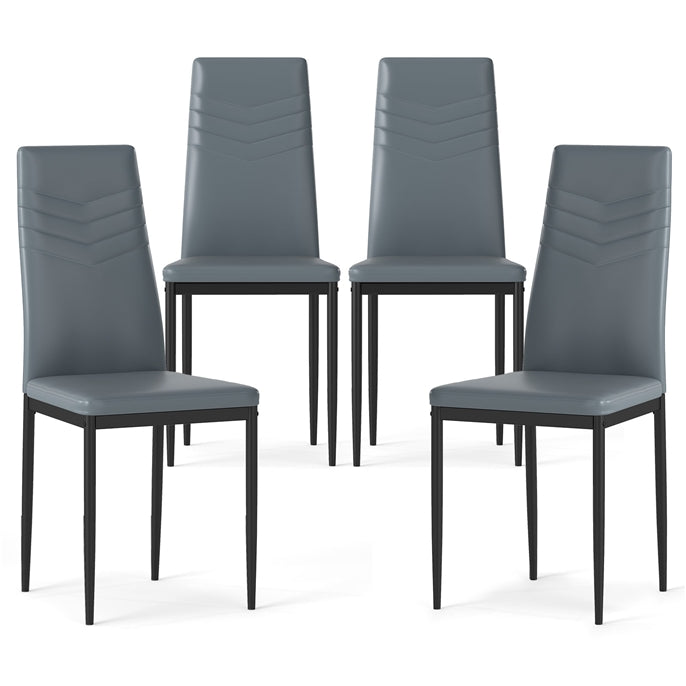 GiantexUK Dining Chairs Set of 4, Upholstered Kitchen Chairs with High Backrest, Metal Legs & Non-Slip Foot Pads