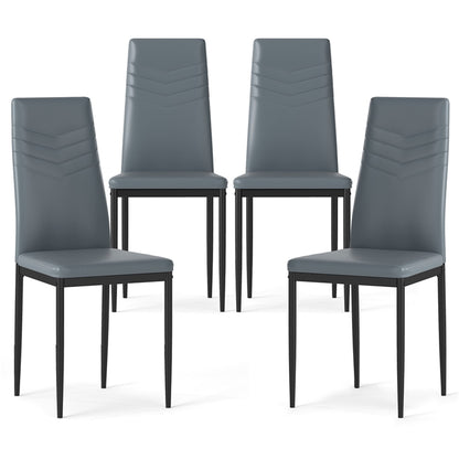 GiantexUK Dining Chairs Set of 4, Upholstered Kitchen Chairs with High Backrest, Metal Legs & Non-Slip Foot Pads