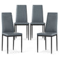 GiantexUK Dining Chairs Set of 4, Upholstered Kitchen Chairs with High Backrest, Metal Legs & Non-Slip Foot Pads