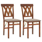 Folding Wooden Dining Chair Set of 2 Faux Leather Upholstered Chairs