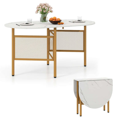 150 CM Folding Dining Table for 6-8 People with Metal Legs