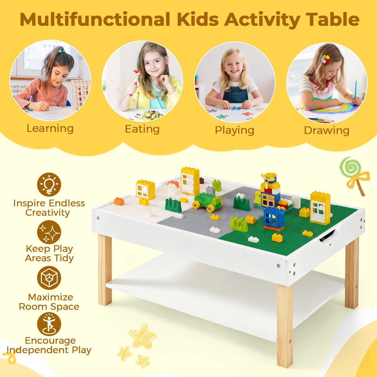 Kids Activity Table with Reversible Double-Sided Top