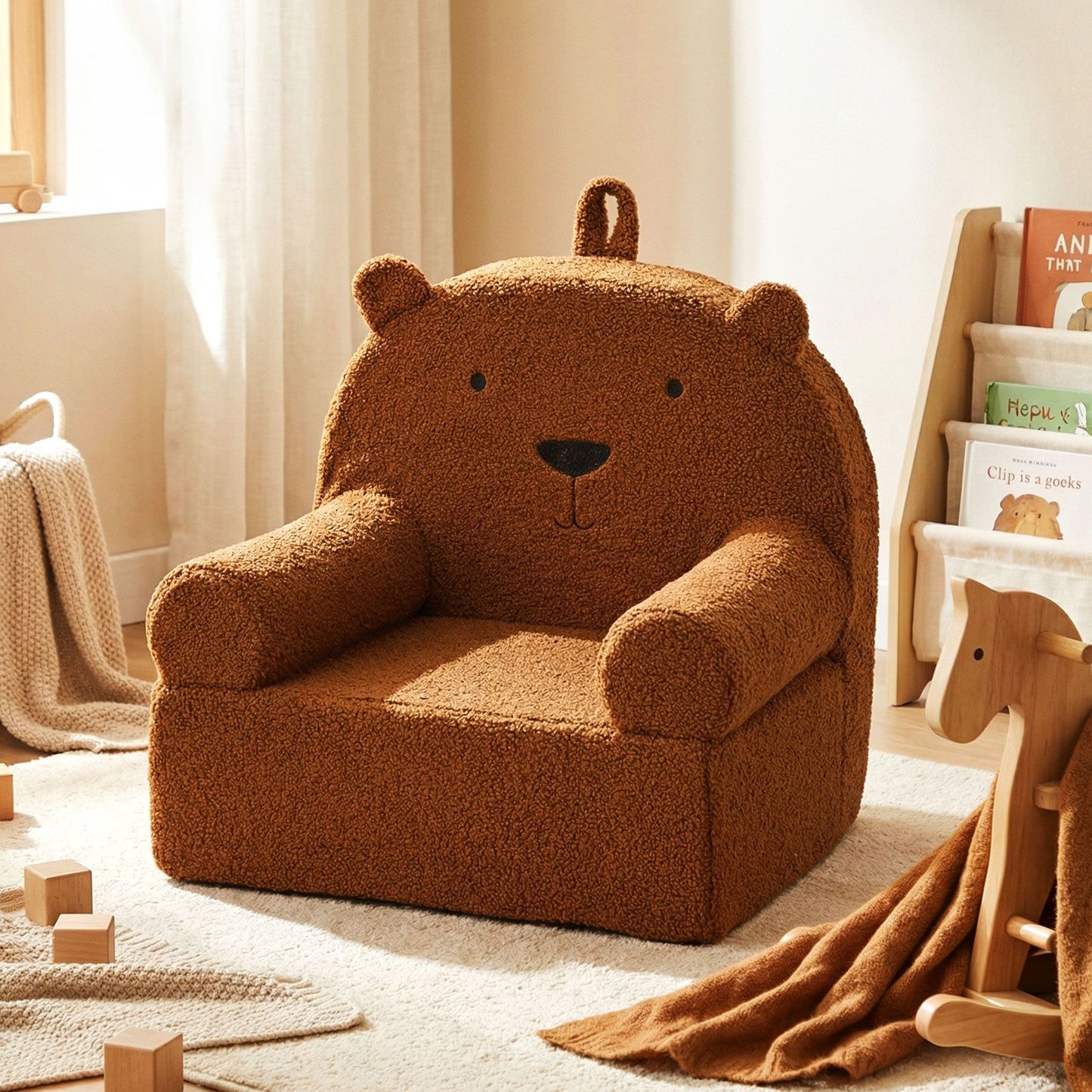 Kids Bear Sofa with Soft Fleece Fabric Cover