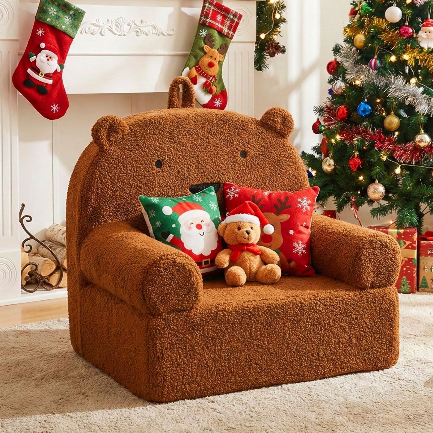 Kids Bear Sofa with Soft Fleece Fabric Cover