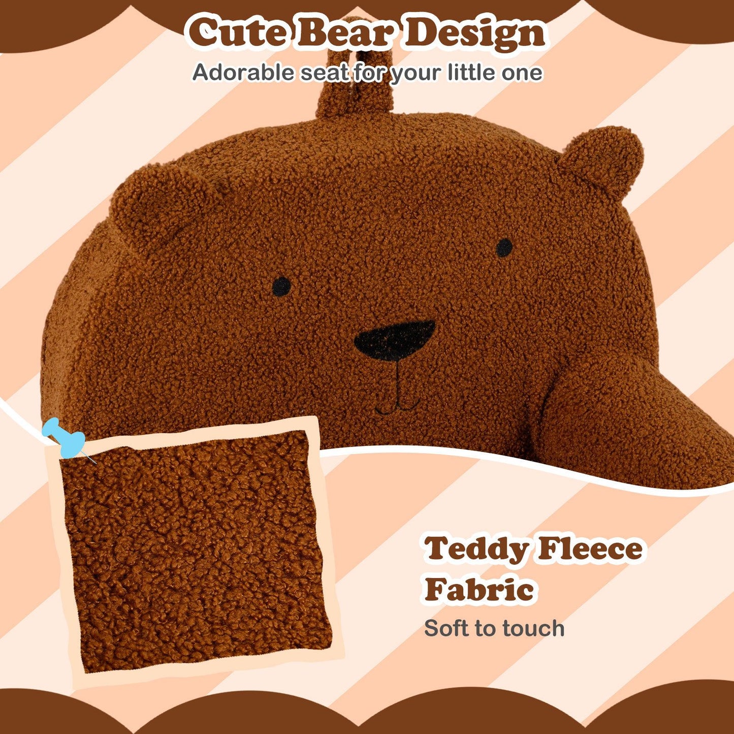 Kids Bear Sofa with Soft Fleece Fabric Cover