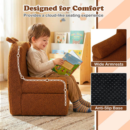 Kids Bear Sofa with Soft Fleece Fabric Cover
