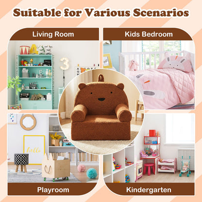 Kids Bear Sofa with Soft Fleece Fabric Cover