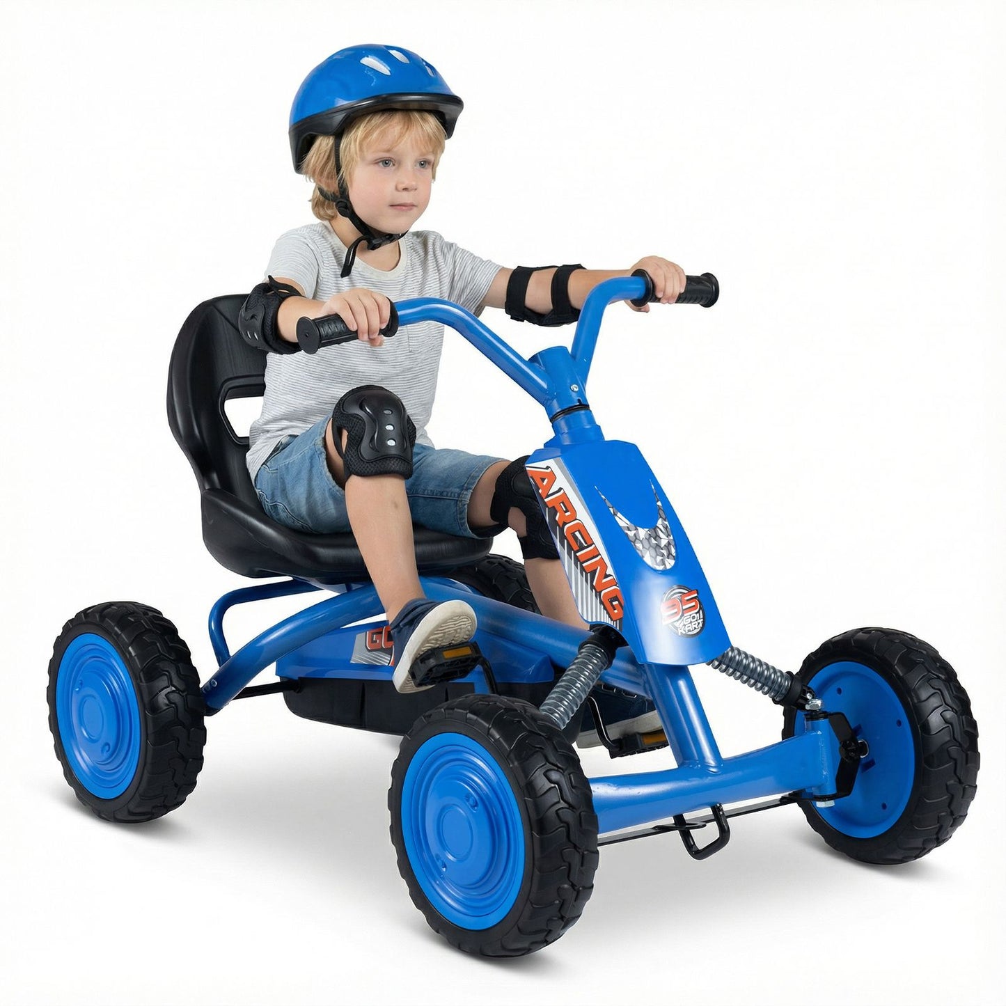 Kids Pedal Go Kart, Ride On Racer with 2-Position Seat