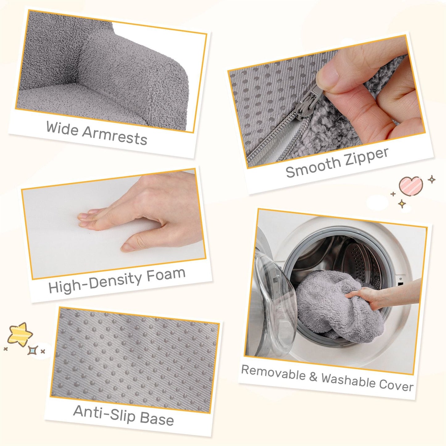 Kids Reading Sofa with Soft Fleece Fabric Cover