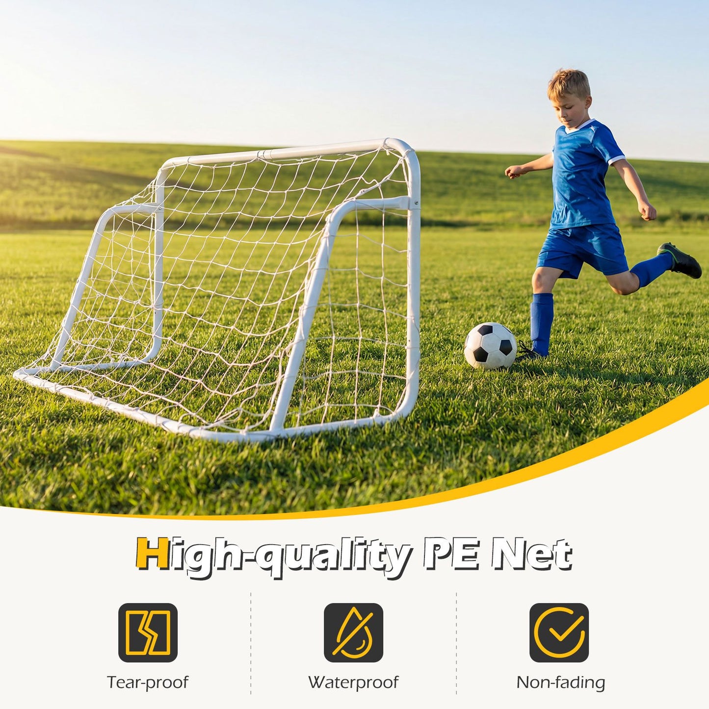 Kids Soccer Goal for Backyard Mini Metal Football Goal Post System with Net