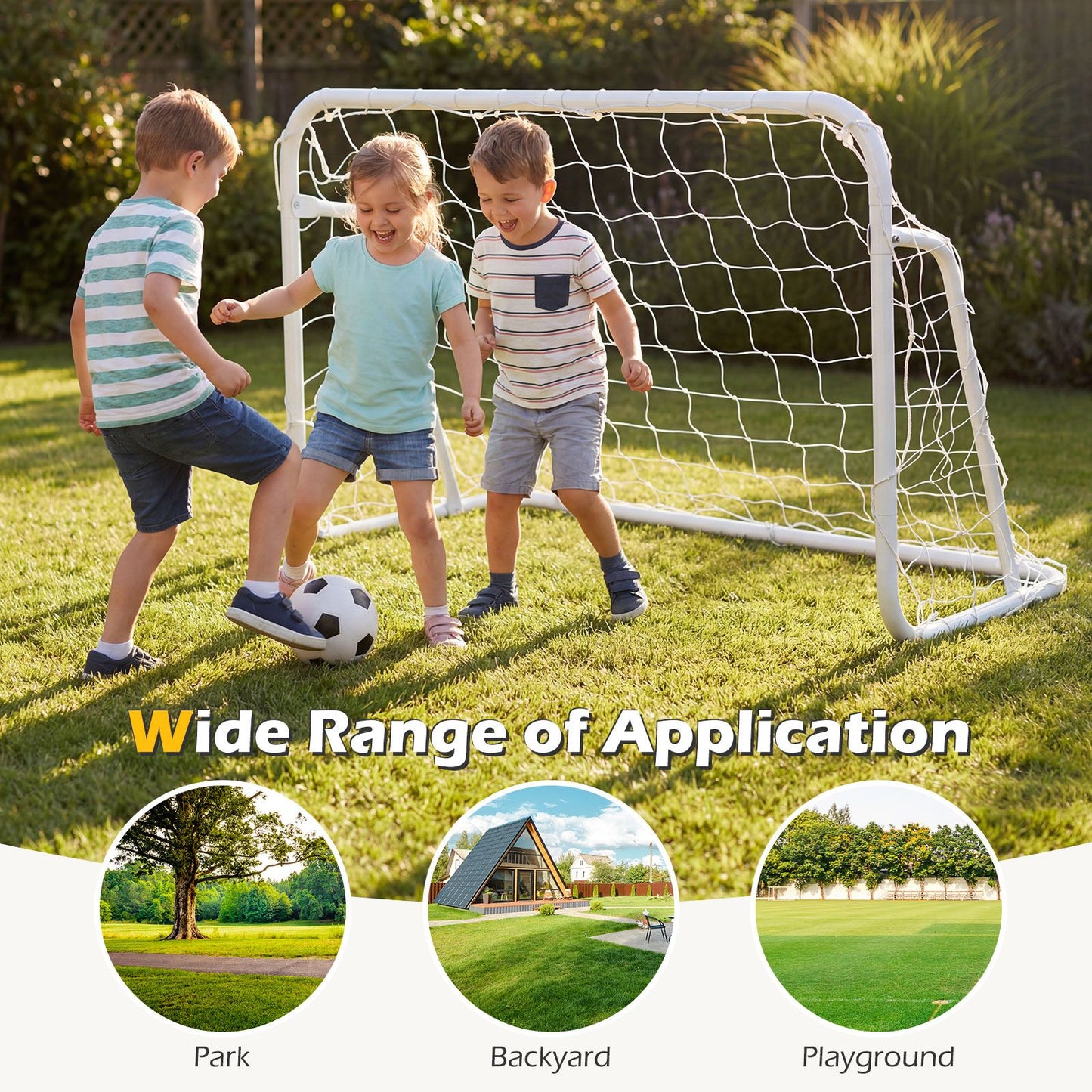 Kids Soccer Goal for Backyard Mini Metal Football Goal Post System with Net