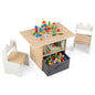 Kids Table and Chairs Set Wooden Toddler Activity Table Set with 2 Open Compartments