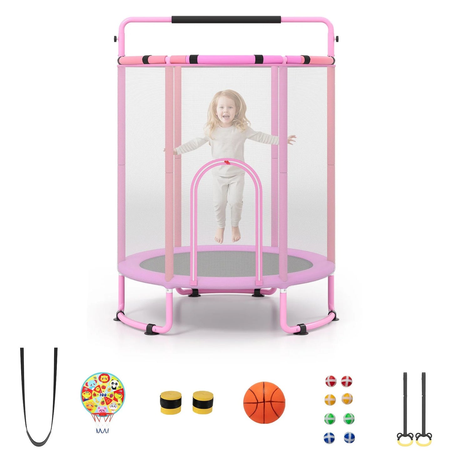 55”/61” Kids Trampoline, 6 in 1 Toddler Trampolines