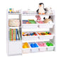 Kids Bookshelf Toy Storage Organizer with Storage Boxes and Open Shelves