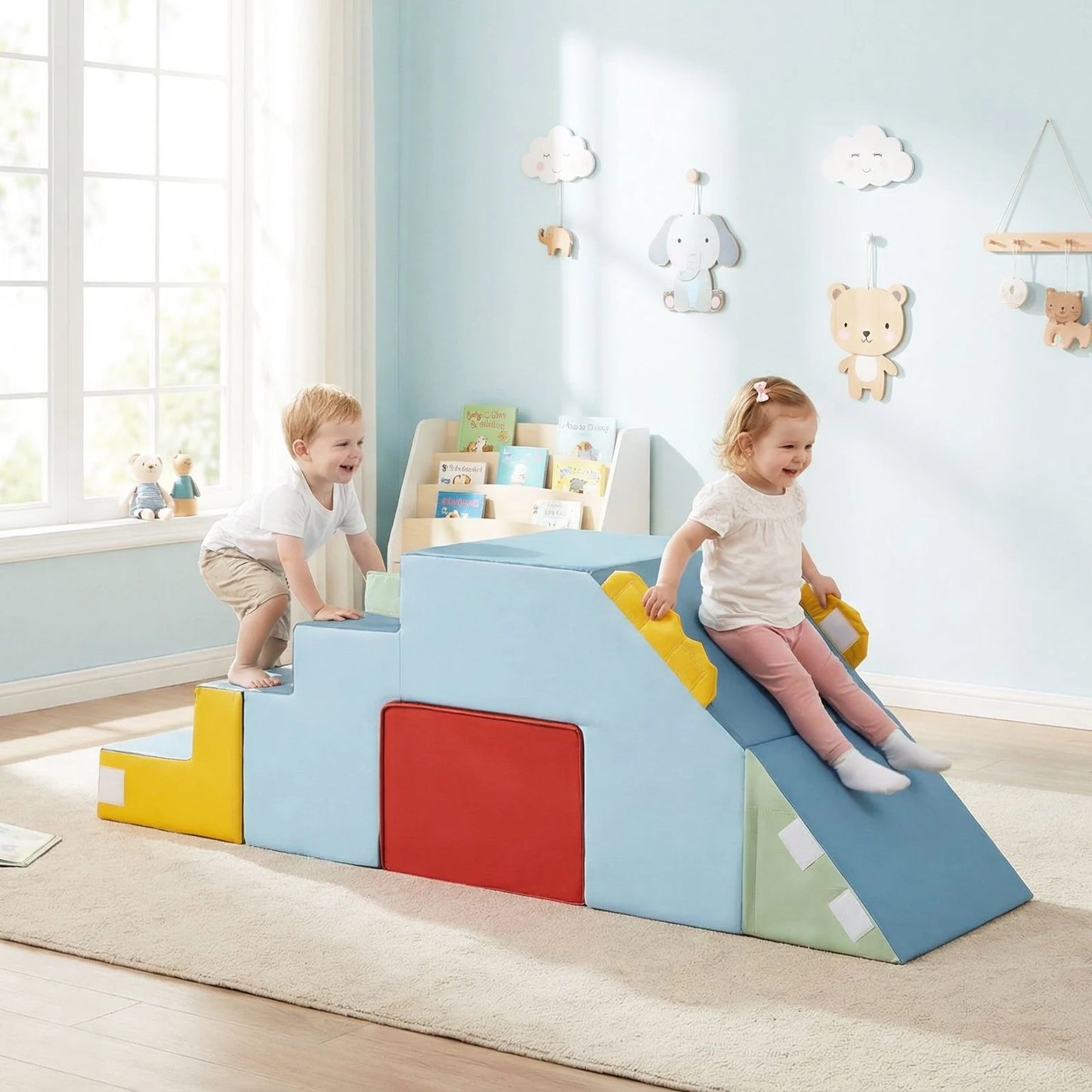 Kids Climbing Toys Toddler Climber with Slide and Stairs Soft Foam Blocks