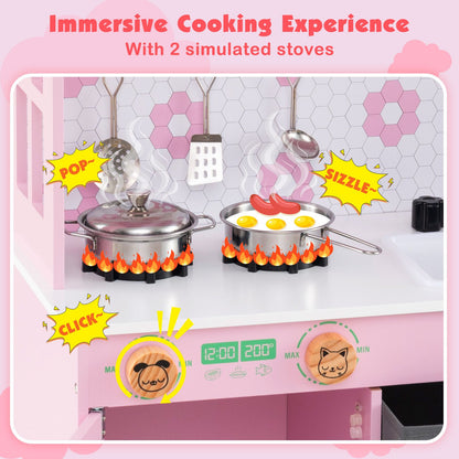 Kids Play Kitchen with 2 Stoves and Drawers and Dishwasher