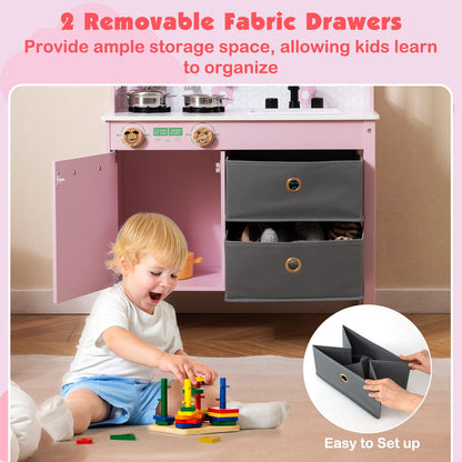 Kids Play Kitchen with 2 Stoves and Drawers and Dishwasher