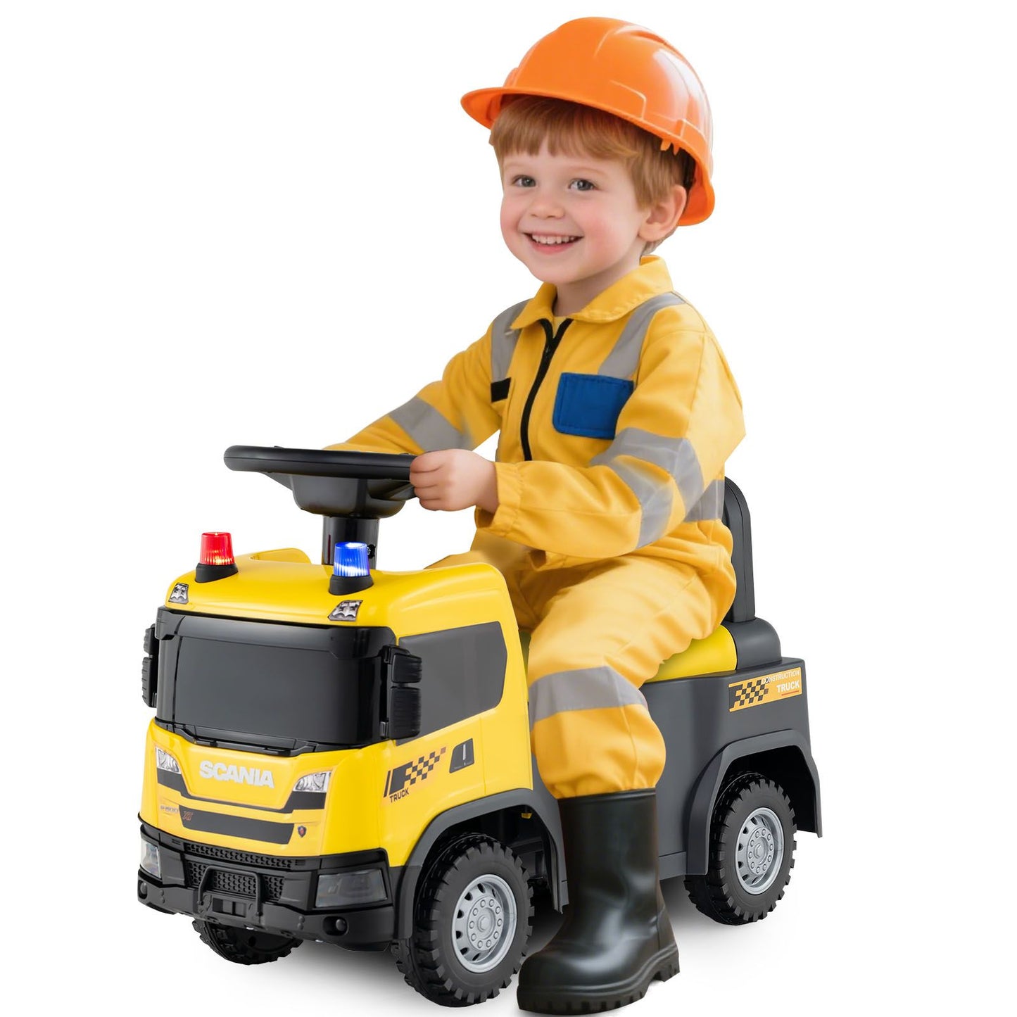 Kids Ride On Push Car with Lights and Under-seat Storage