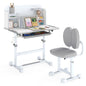 Kid's Study Desk and Chair Set with Tilt Desktop and Footrest Bar