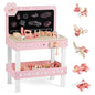 Kids Wooden Play Workbench with Blackboard and Tool Parts Set