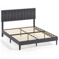 King/Double Size Linen Fabric Bed Frame with Height Adjustable Headboard