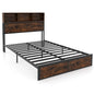 Bed Frame with Charging Station and Storage Headboard