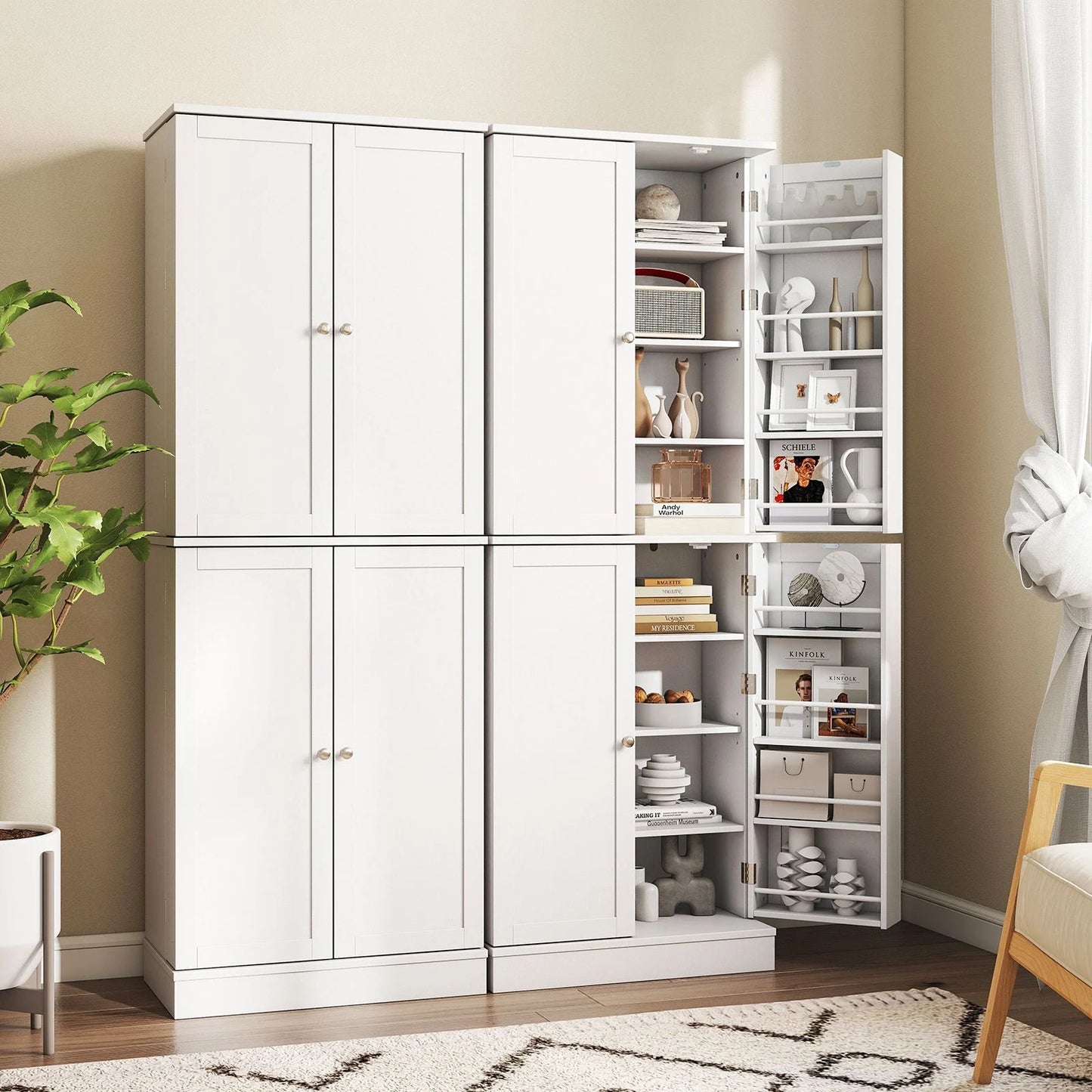 Kitchen Pantry Cabinet Freestanding Tall Buffet Cupboard with Cabinets
