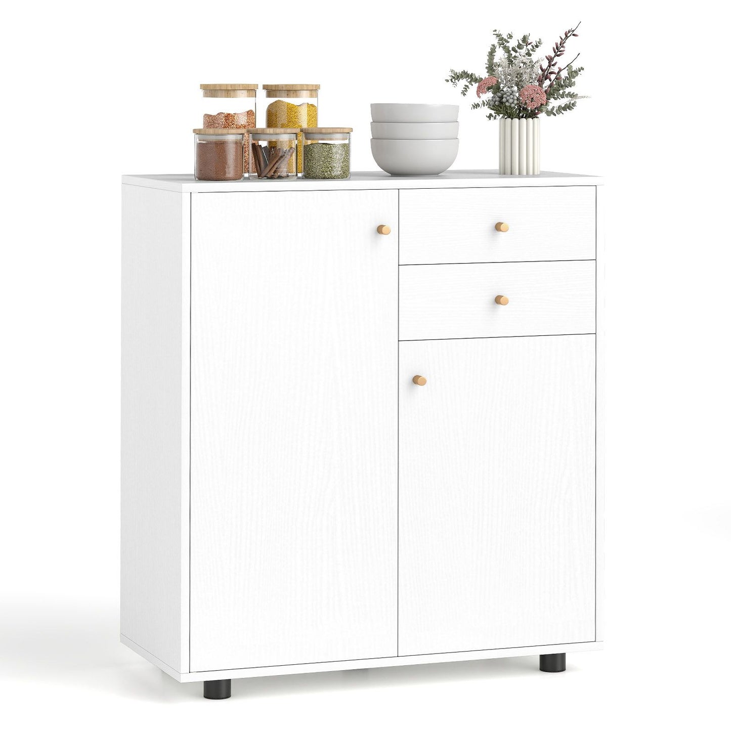 Kitchen Sideboard Buffet Cabinet with 3 Adjustable Shelves