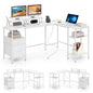 L-shaped Desk with Power Outlets Monitor Stand 2 Drawers and Adjustable Shelf