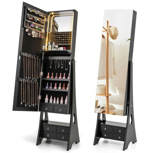 3-Color LED Lighted Jewelry Cabinet