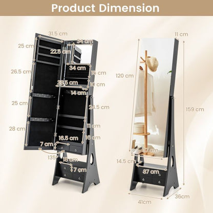 3-Color LED Lighted Jewelry Cabinet