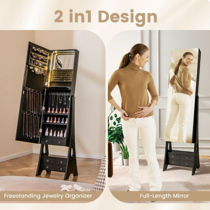 3-Color LED Lighted Jewelry Cabinet