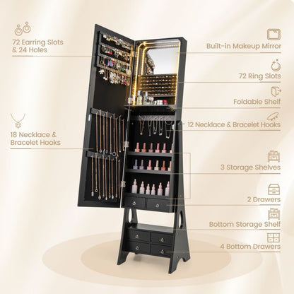 3-Color LED Lighted Jewelry Cabinet