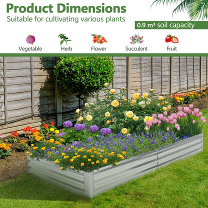 240 x 120 x 30 cm Galvanized Large Metal Raised Garden Bed