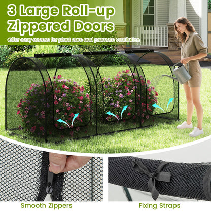 Large Portable Plant Protection Tent with Roll-up Zippered Doors