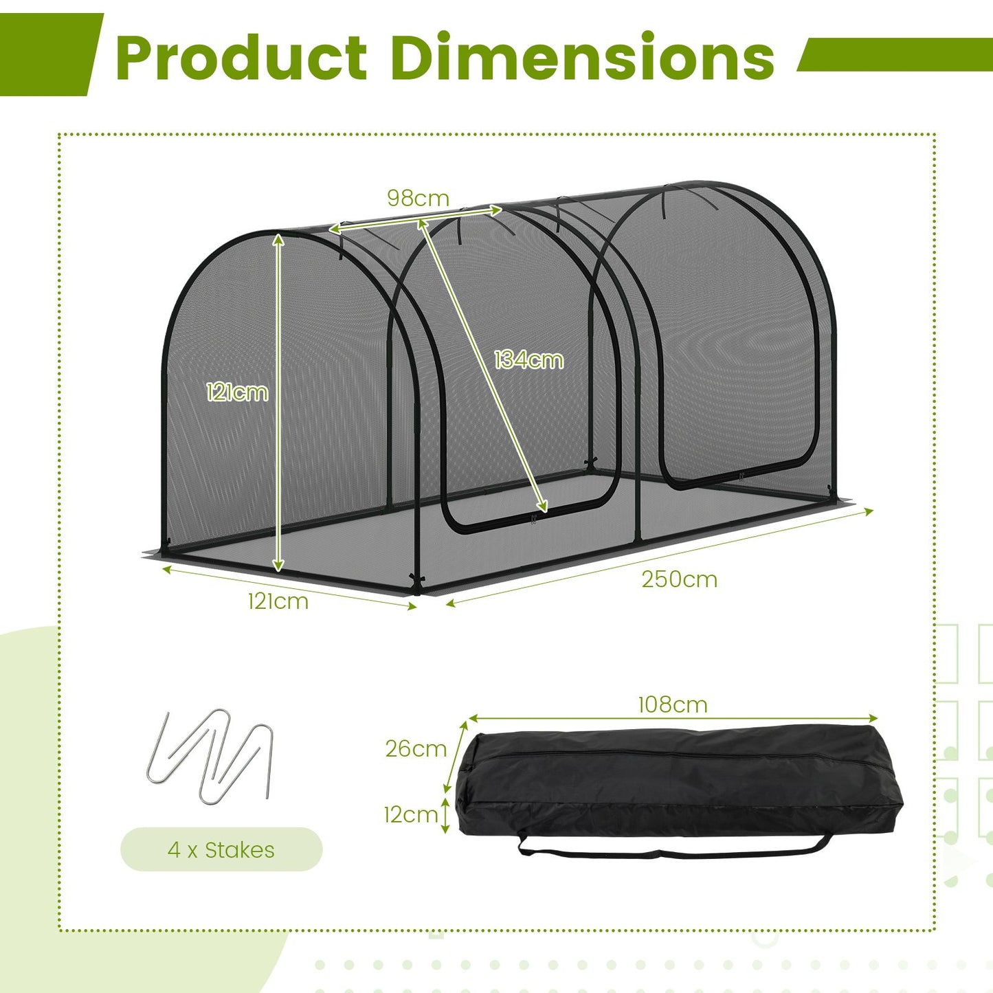 Large Portable Plant Protection Tent with Roll-up Zippered Doors