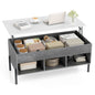 Lift Top Coffee Table with Large Hidden Compartment and 3 Open Cubbies