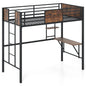 Loft Bed Single Size Heavy Duty Metal Bedframe with Desk