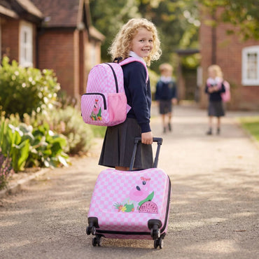 2 Pieces Kid Luggage Set with Spinner Wheels and Lanyard for Carry Strap