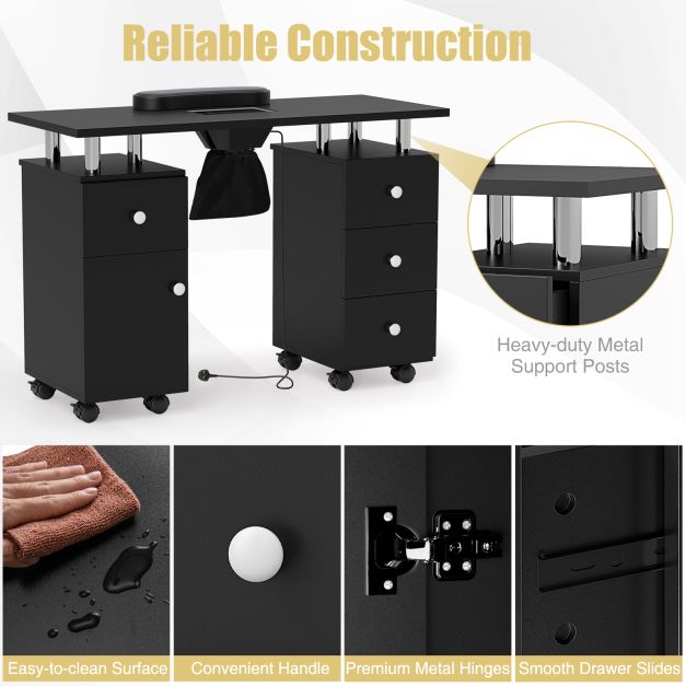 Manicure Table Nail Desk with Electric Dust Collector