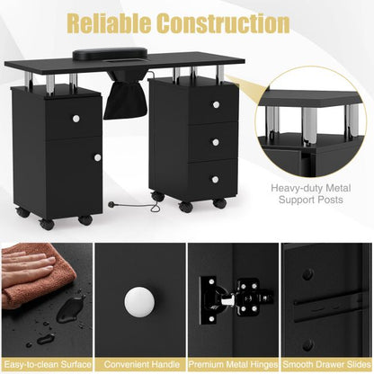 Manicure Table Nail Desk with Electric Dust Collector