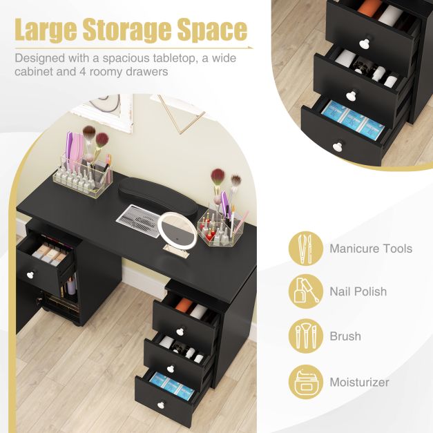 Manicure Table Nail Desk with Electric Dust Collector