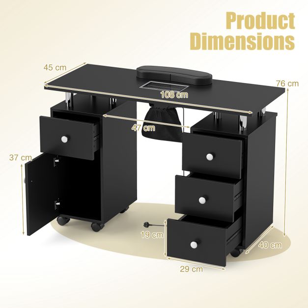 Manicure Table Nail Desk with Electric Dust Collector