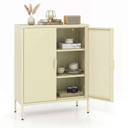 Metal Buffet Sideboard with 2 Doors and Adjustable Shelves