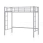 Metal Space-saving Loft Bed Frame with Full-length Safety Guardrail