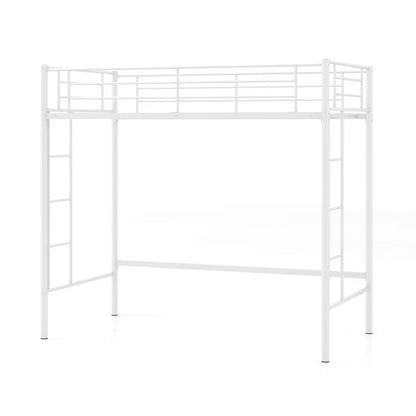 Metal Space-saving Loft Bed Frame with Full-length Safety Guardrail
