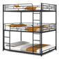Metal Triple Bunk Bed with Safety Guardrails and 2 Ladders