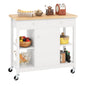Mobile Kitchen Island Cart Rolling Kitchen Island with Rubber Wood Top