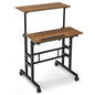 Height Adjustable Standing Desk, Mobile Laptop Table Computer Desk with Flip-over Desktop and Wheels